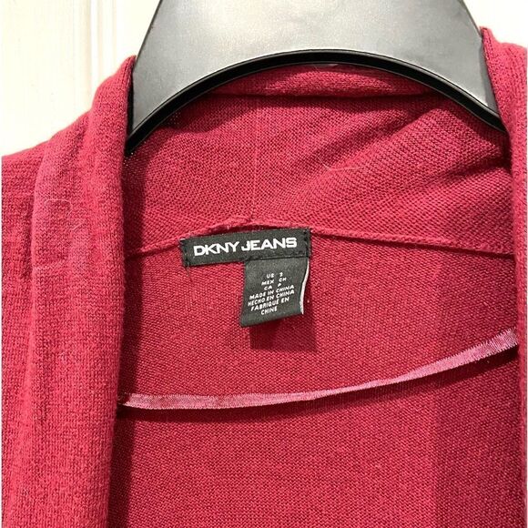 DKNJ Jeans burgundy long sleeve cardigan deep front pockets size small - Picture 2 of 6